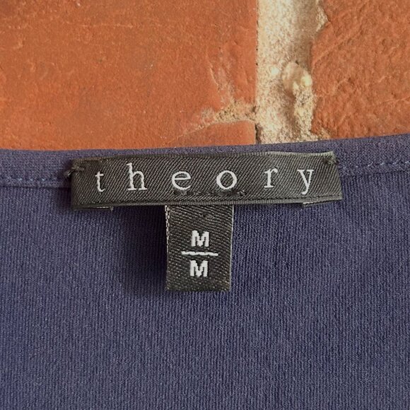 Theory Black and Navy Short Sleeve Color Block Dress (M) - Picture 4 of 7